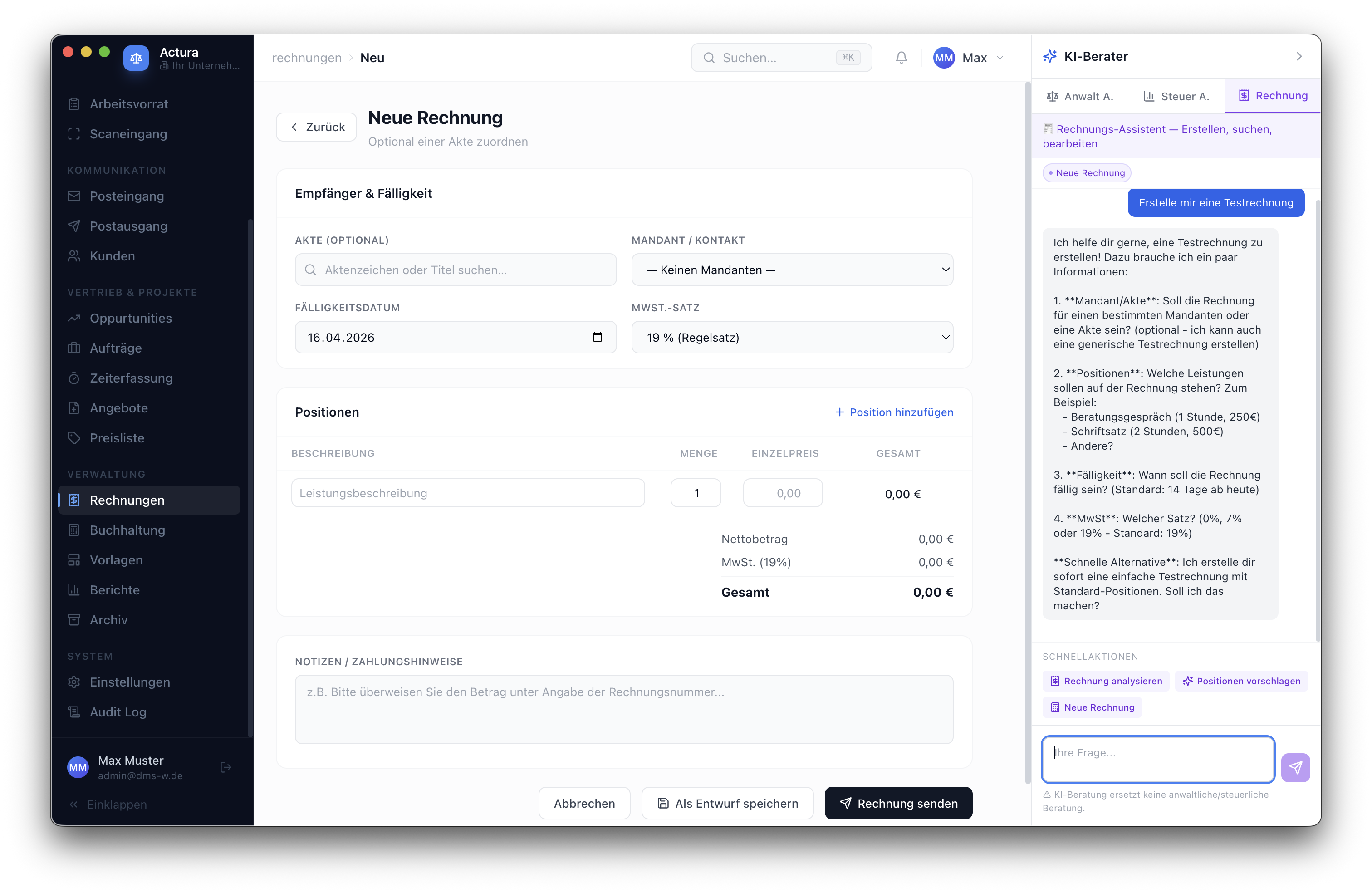 Intelligente Rechnungserstellung
