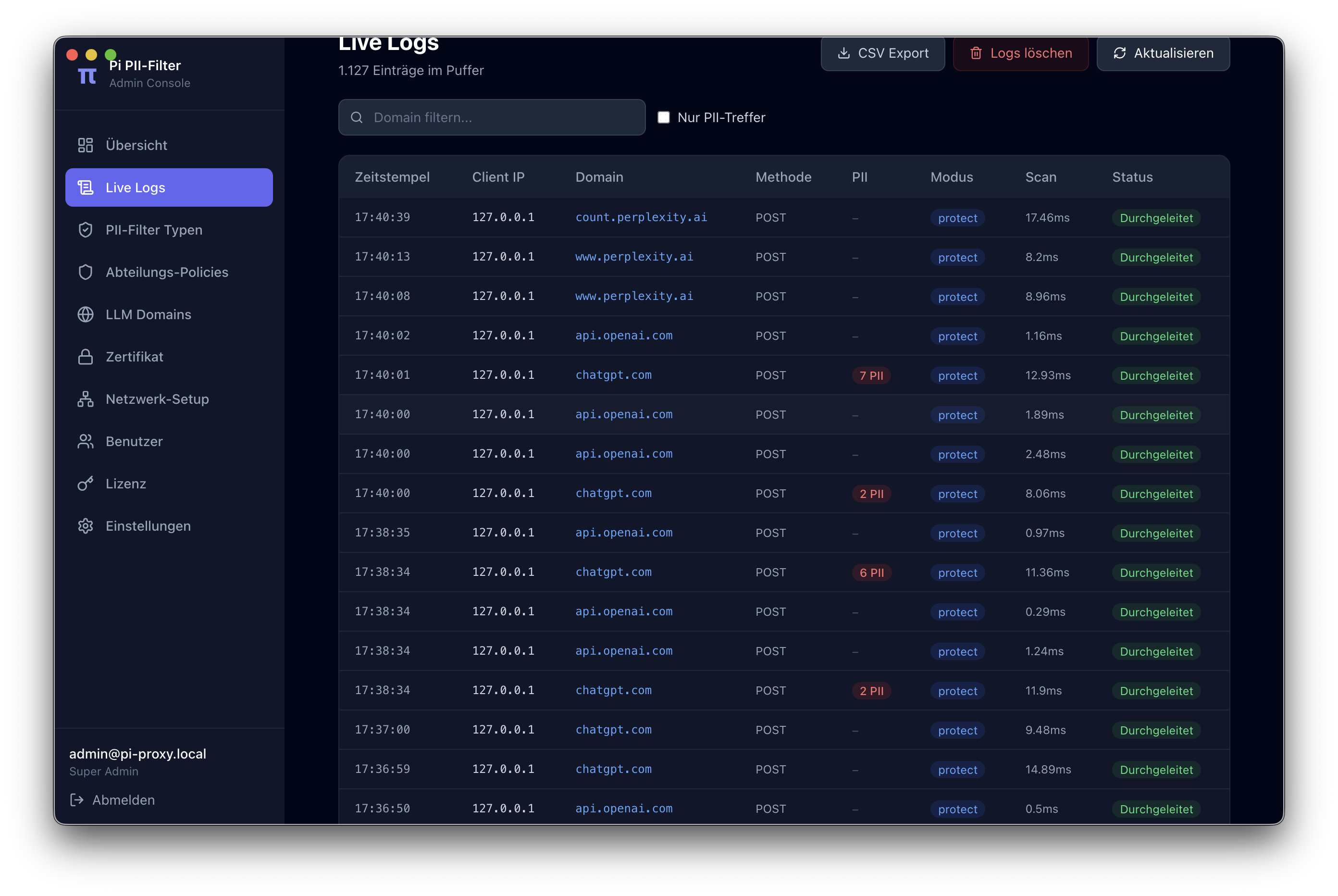 Audit-Log auf Anfrageebene